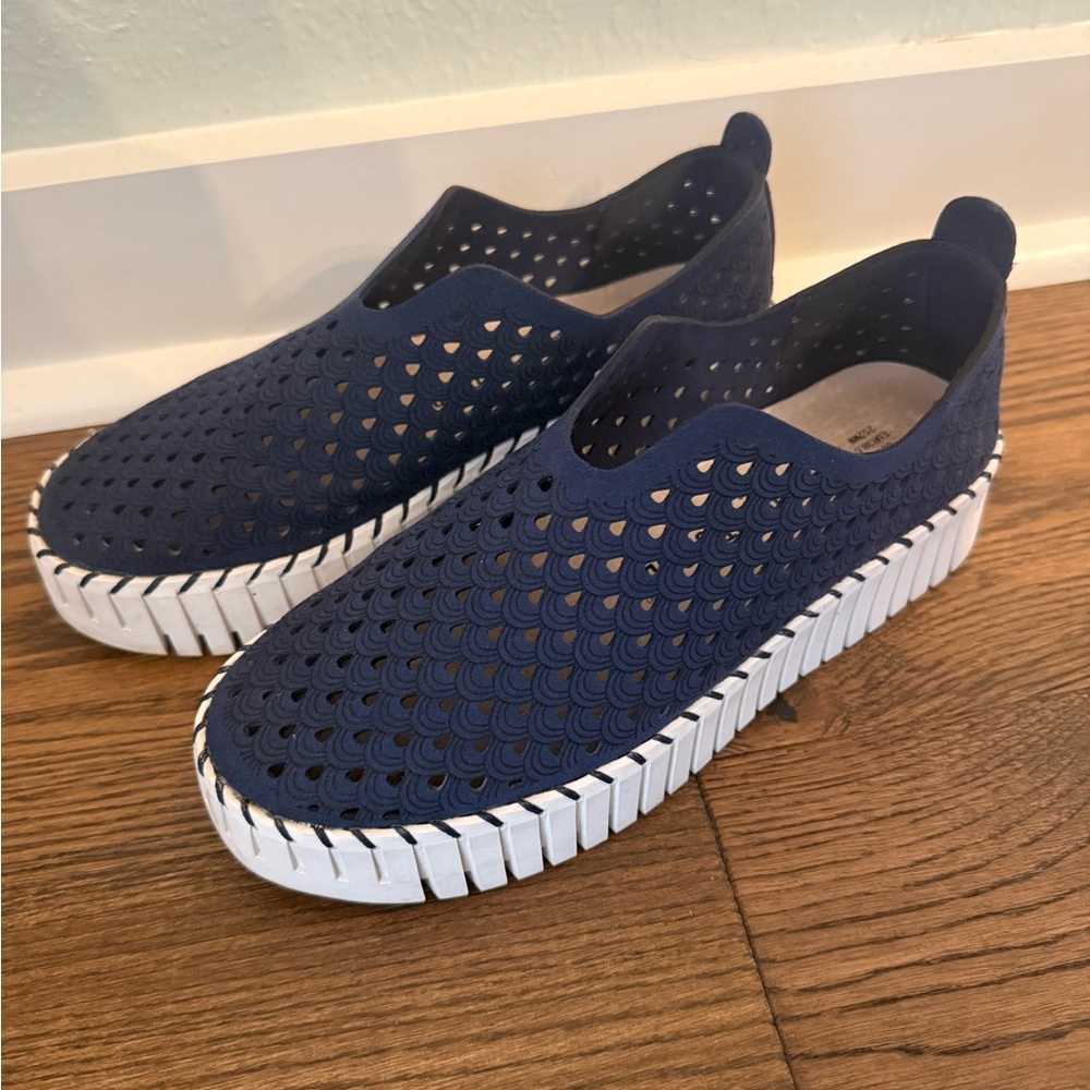 Project Cloud Navy Blue Perforated Slip-On Shoes